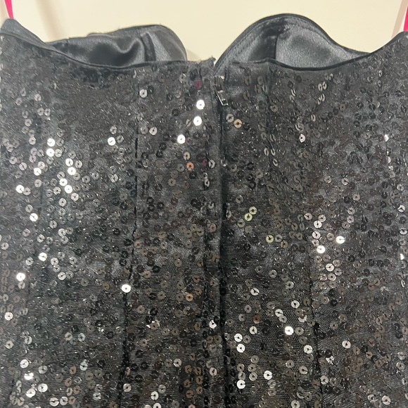 New - Betsey Johnson Black Strapless Sequin Dress - Picture 6 of 8